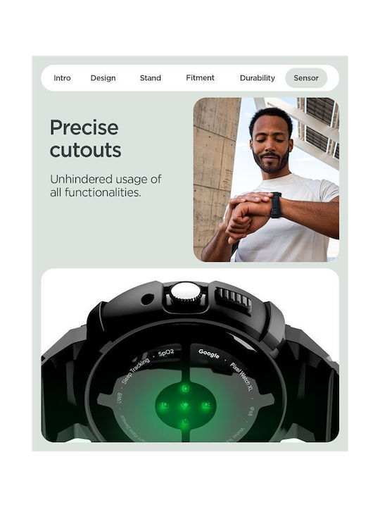 Spigen Rugged Armor Θήκη Σιλικόνης σε Μαύρο χρώμα για Google Pixel Watch 4 41mm