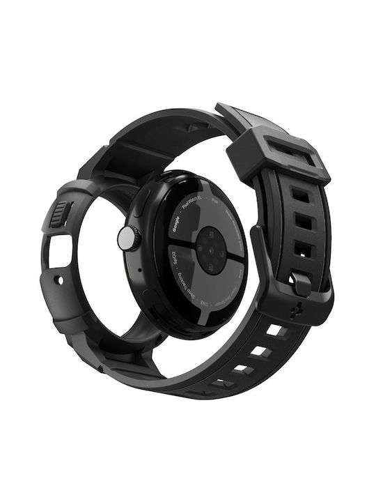 Spigen Rugged Armor Θήκη Σιλικόνης σε Μαύρο χρώμα για Google Pixel Watch 4 41mm