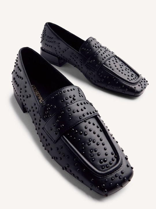 Leather Women's Moccasins in Black Color