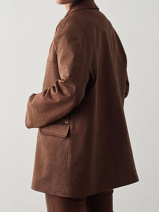 BSB Blazer pentru femei Piele Sacou Brown