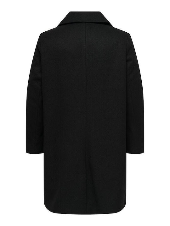 Damen Black Mantel mit Knöpfen