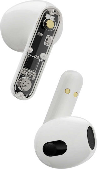 Streetz T150 Earbud / In-ear Bluetooth Handsfree Ακουστικά με Θήκη Φόρτισης Διάφανο
