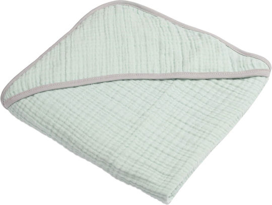 Kidizi Βρεφική Κάπα-Μπουρνούζι με Κουκούλα Light Mint 80x80εκ.