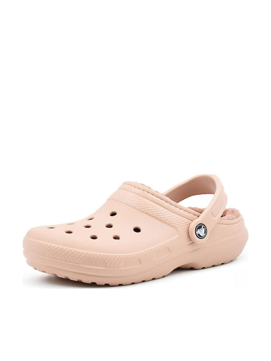 Crocs Classic Lined Clog Γυναικεία Σαμπό Μπεζ Crocs Classic Lined Clog Γυναικεία Σαμπό Μπεζ