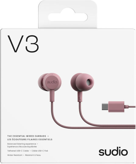 Sudio V3 In-ear Handsfree Headphones with Connector USB-C Pink