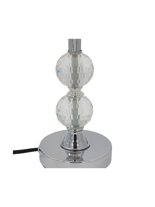 Keskor Metal Table Lamp for Socket E27 with White Shade and Silver Base