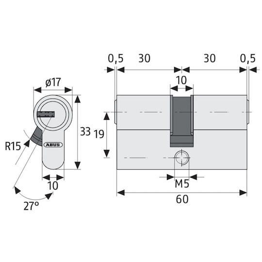 Abus Lock Cylinder Security 90mm (40-50) with 5 Keys
