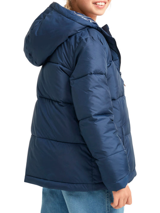 Kids' Quilted Jacket Short with Hood Navy Blue Start Me Up