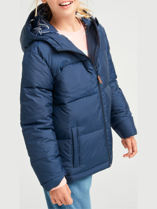Kids' Quilted Jacket Short with Hood Navy Blue Start Me Up