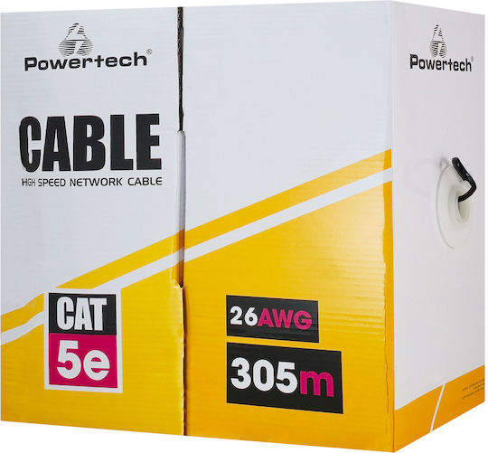 Powertech U/UTP Cat.5e (Gigabit) Καλώδιο Δικτύου Ethernet χωρίς ακροδέκτες 305m Μαύρο