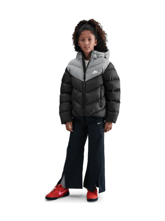 Kids' Sports Jacket with Hood Black Puffer
