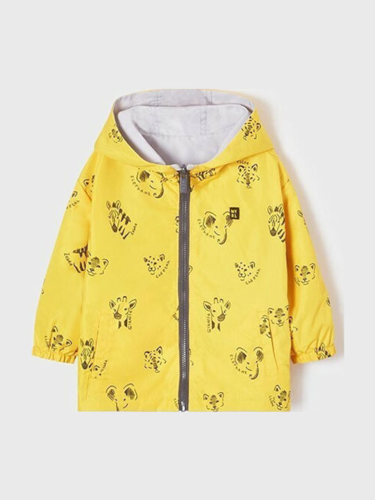 Kids' Sports Jacket Short Windproof with Hood Yellow