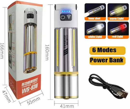 Led Laterne Batterie für Camping mit Taschenlampe 2000lm Weiße