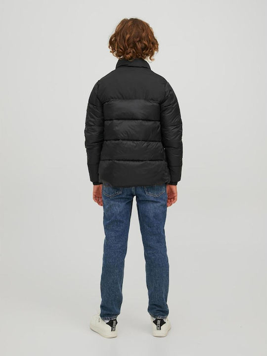 Kids' Quilted Jacket Long Windproof Black
