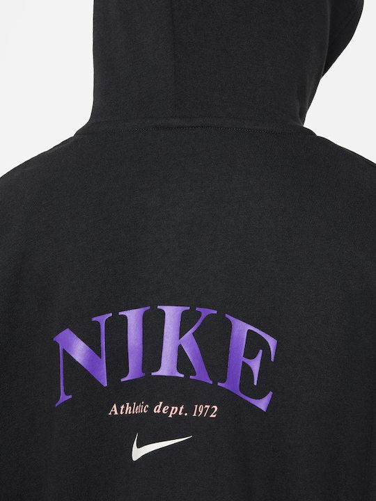 Fleece Kids Sweatshirt Cardigan With Hood And Pockets Black Sportswear