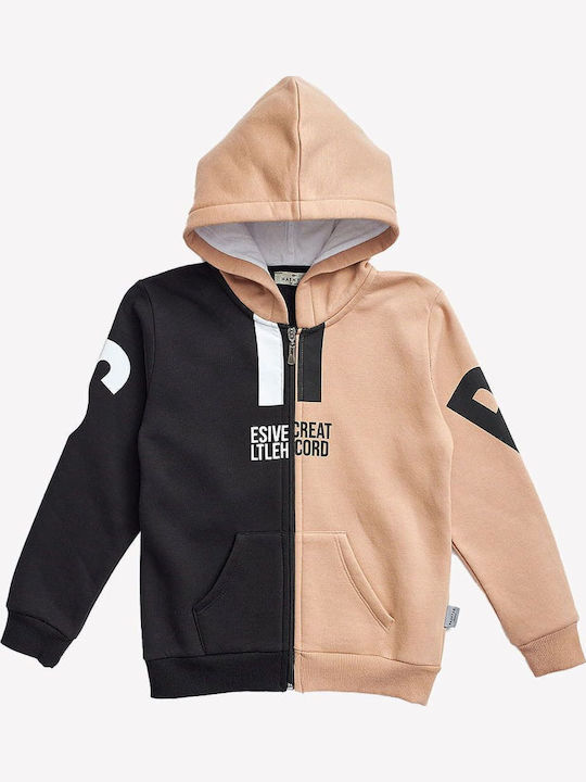 Kids Sweatshirt Cardigan Cotton with Hood Beige