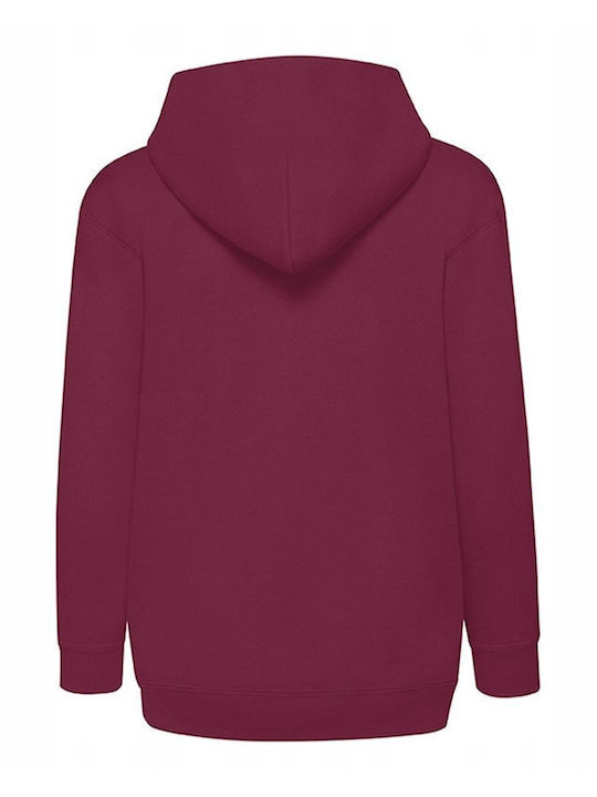 Kids Sweatshirt Cardigan With Hood And Pockets Burgundy