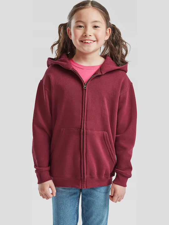 Kids Sweatshirt Cardigan With Hood And Pockets Burgundy