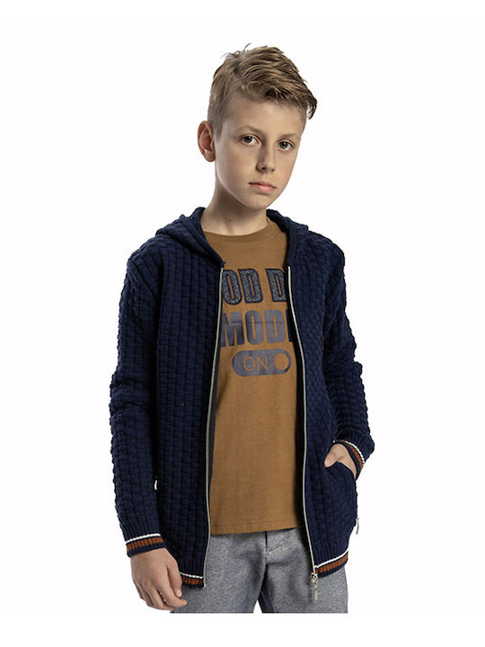 Kids Cardigan Knitted with Hood Blue Knitted Jacket