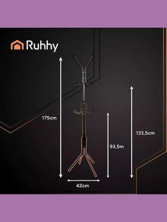 Ruhhy Metallic Coat Rack Black 42x42x175cm