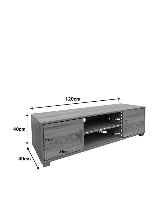 Έπιπλο Τηλεόρασης Oak-ανθρακί Μ120xΠ40xΥ40cm