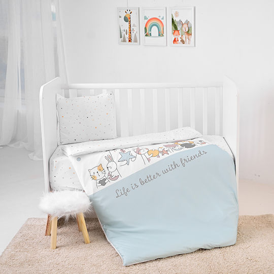 Lorelli Baby Crib Bedding Set Happy Friends 5pcs Beige