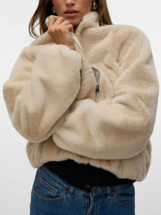 Women's Short Fur Beige