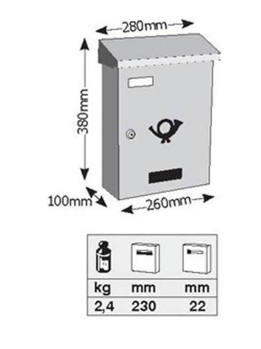 Viometal LTD Ancona 250 Γραμματοκιβώτιο Εξωτερικού Χώρου Μεταλλικό Ανθρακί 28x10x36cm