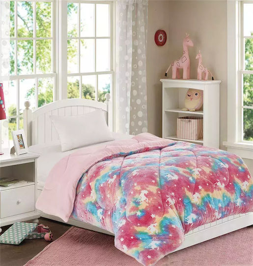 Dimcol Pătură pentru copii Fluorescent Single Unicorn Pink 160x220buc