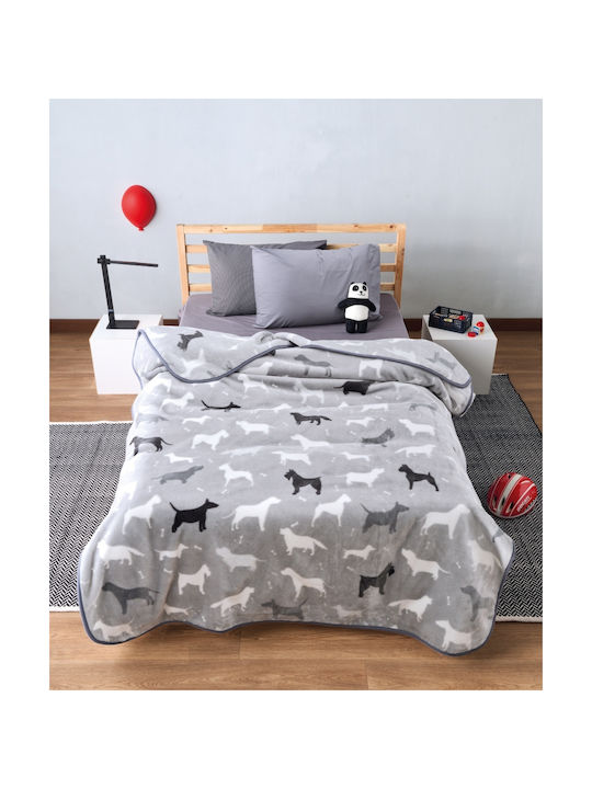 Kentia Κουβέρτα Βελουτέ Dogo Γκρι 160x220εκ.