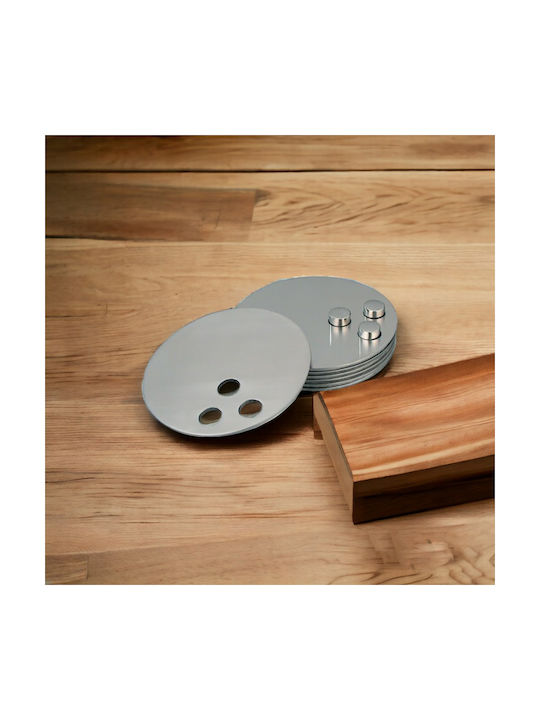 Skamagas Rund Untersetzer Metallisch mit Gestell Silber 9cm 6Stück Skamagas Rund Untersetzer Metallisch mit Gestell Silber 9cm 6Stück