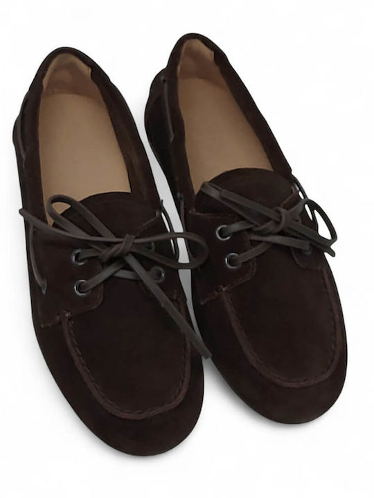 Leather Women's Moccasins in Brown Color
