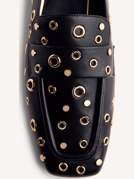 Leder Damen Mokassins in Schwarz Farbe