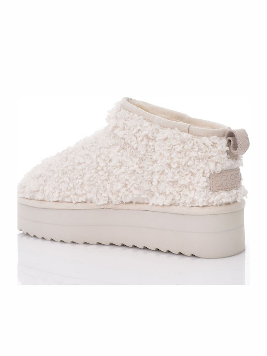 Women's Ankle Boots Platform & Fur White
