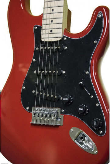 Flight Electric Guitar ST Style with SSS Pickups Arrangement Red