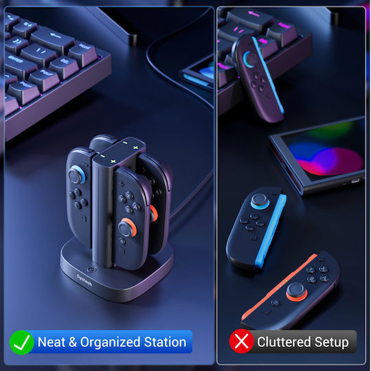 Σταθμός Φόρτισης Syntech Joy-con Nintendo Switch 2 Γρήγορος Φορτιστής 4 1 Led