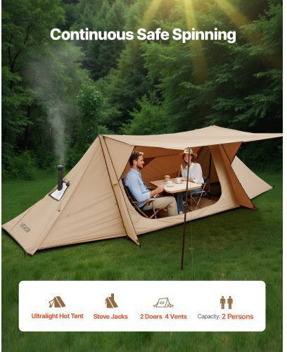 Vevor Σκηνή Camping Μπεζ για 2 Άτομα 330x120εκ.
