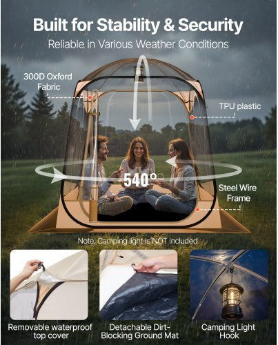 Vevor Winter Camping Tent Pop Up Transparent 160x160x182cm