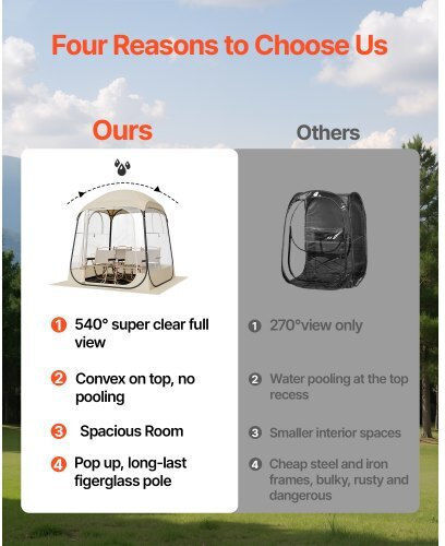 Vevor Winter Camping Tent Pop Up Transparent 160x160x182cm
