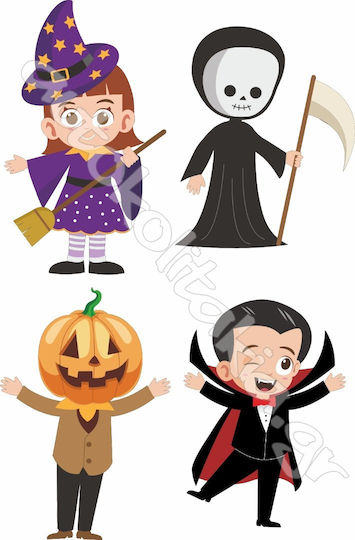 Αυτοκόλλητο Βιτρίνας - Halloween 03 (σετ 4 Φιγούρες) - 50cm X 32cm