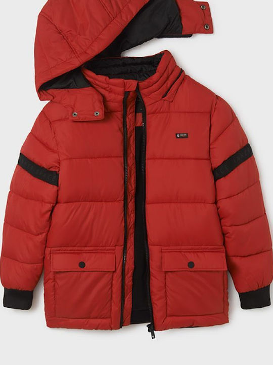 Kids' Quilted Jacket Short with Hood Red