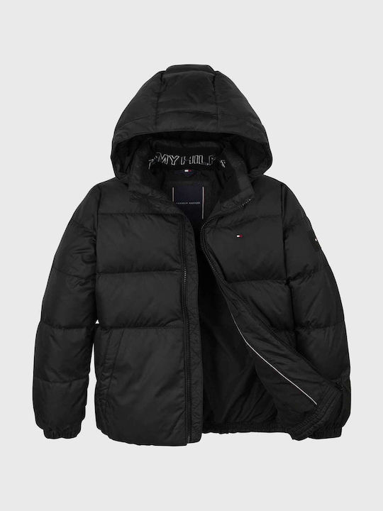 Kids' Quilted Jacket Short with Hood Black Essential