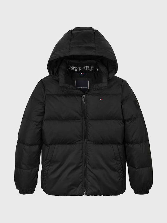 Kids' Quilted Jacket Short with Hood Black Essential