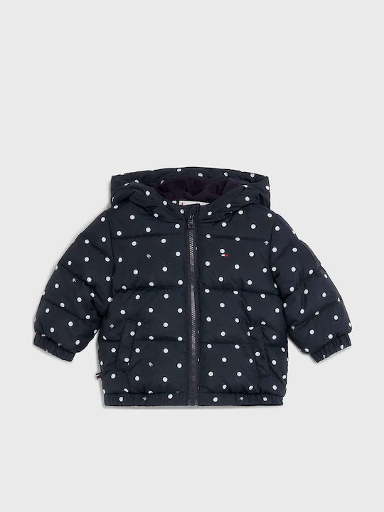 Kids' Quilted Jacket Short with Hood Navy Blue