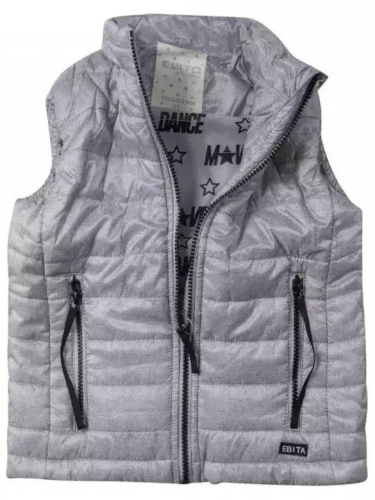 Kids' Quilted Jacket Sleeveless Short Silver