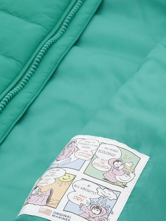 Kids' Quilted Jacket Sleeveless Short Green