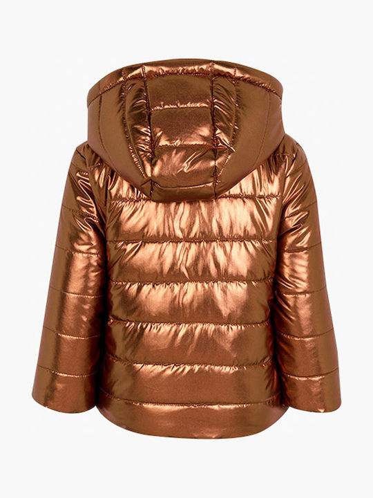 Kids Fur Short Double Sided Hooded Gold