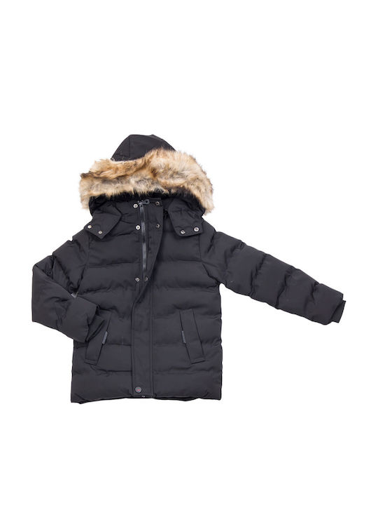 Kids' Casual Jacket Short with Lining & Hood Black