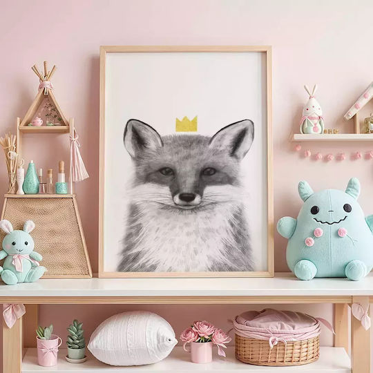 Kids Framed Wall Painting Queen Fox 30x40cm