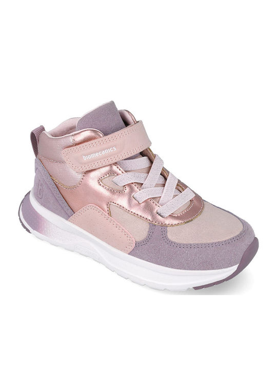 Anatomic Leather Kids Ankle Boots with Hoop & Loop Closure Pink